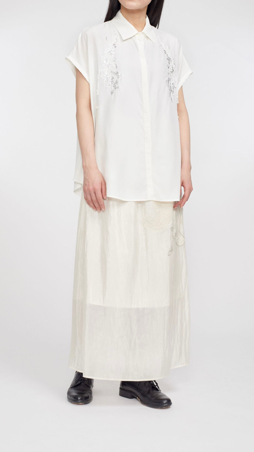 MURRAL Veil embroidered shirt (White)