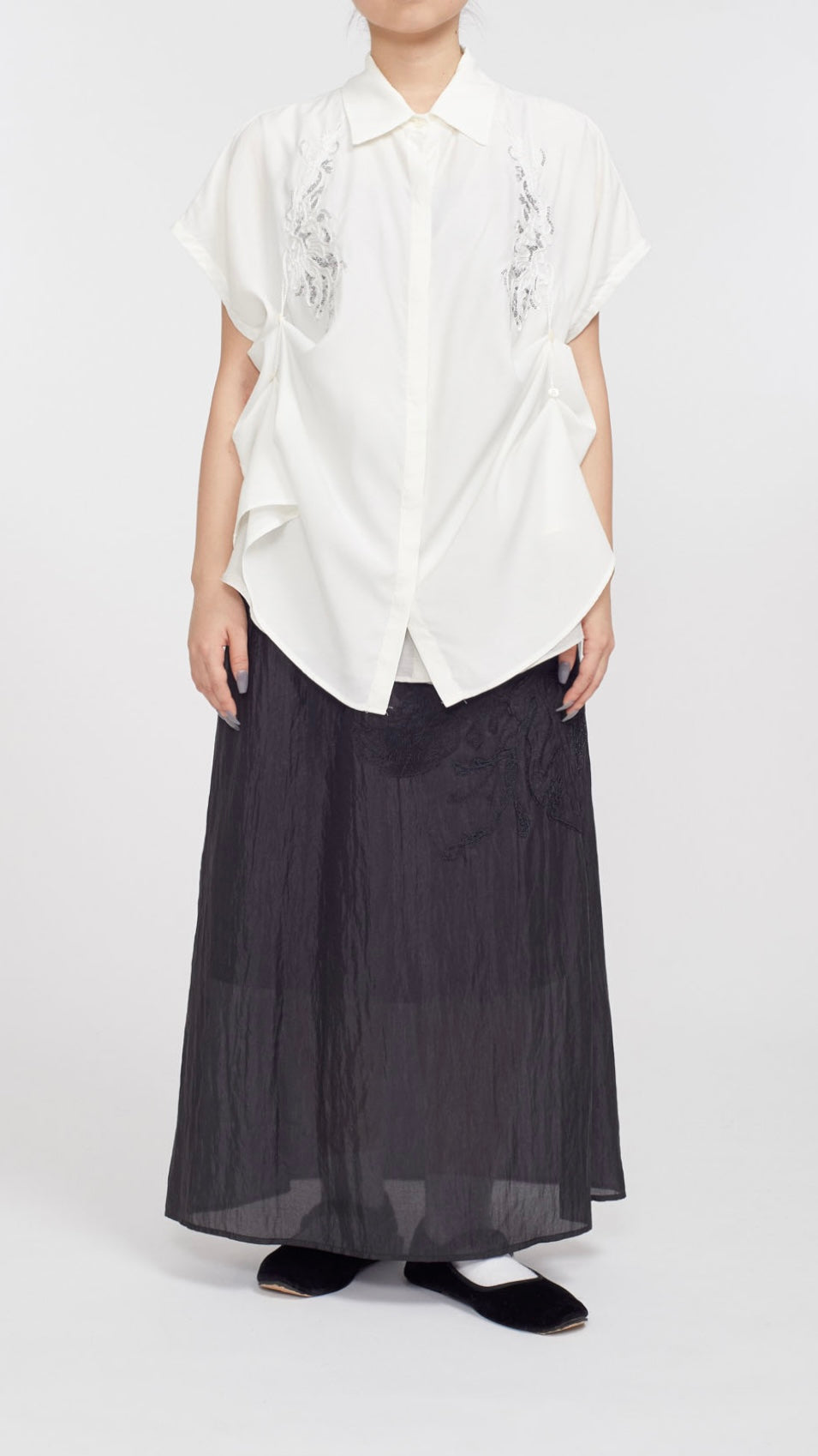 MURRAL Veil embroidered shirt (White)