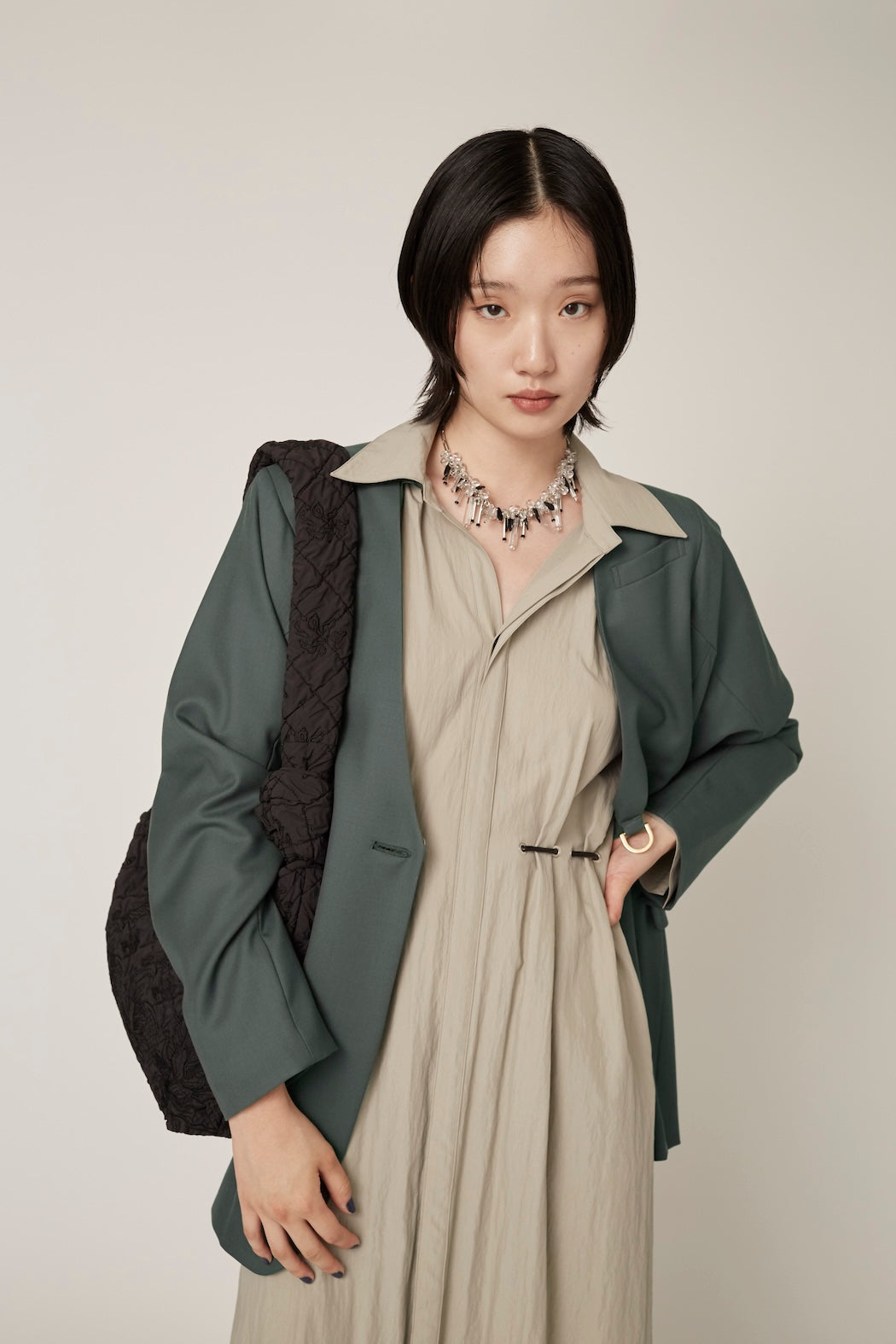 "DEAR" shirt dress (Gray)