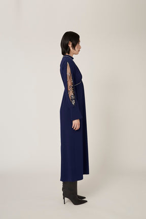 Petal sleeve lace dress (Navy)