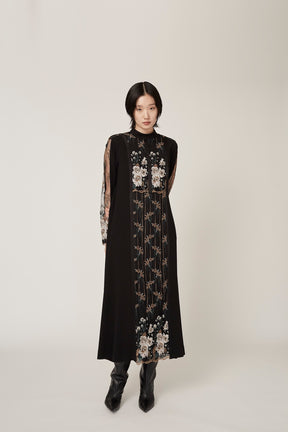 Framed flower lace dress (Black)