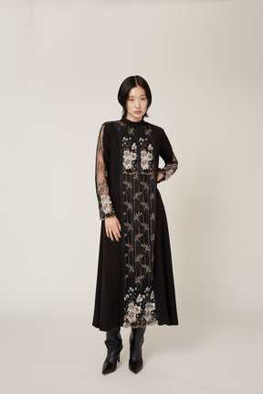 Framed flower lace dress (Black)