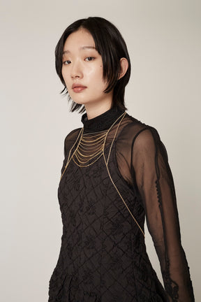 Scenery embroidery sheer top (Black)