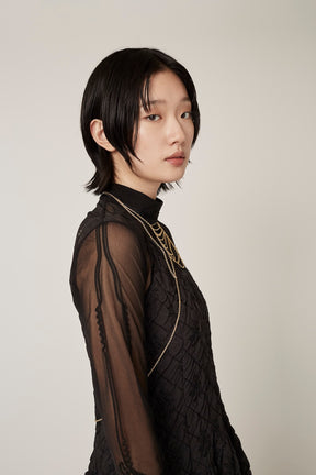 Scenery embroidery sheer top (Black)