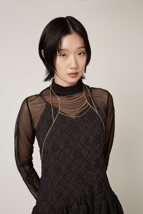 Scenery embroidery sheer top (Black)