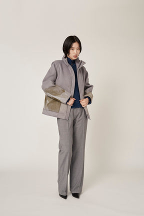 "Emerge" needle punch wool jacket (Gray)