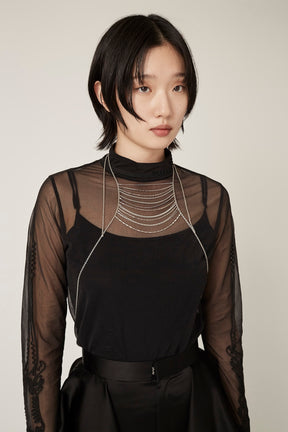 Scenery embroidery sheer top (Black)