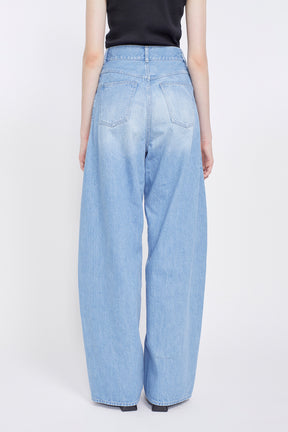 Nerine embroidered denim slacks (Blue)