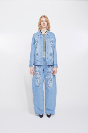 Nerine embroidered denim jacket (Blue)