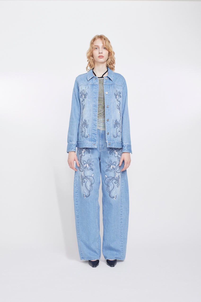 Nerine embroidered denim jacket (Blue)