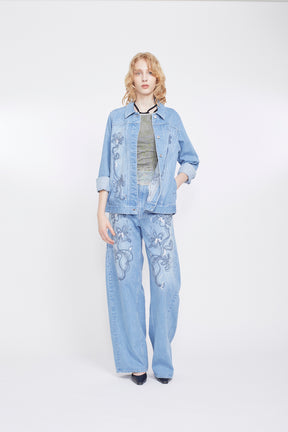 Nerine embroidered denim jacket (Blue)