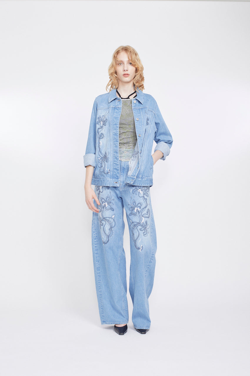 Nerine embroidered denim jacket (Blue)