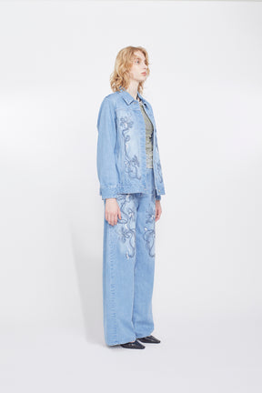 Nerine embroidered denim jacket (Blue)
