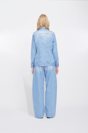 Nerine embroidered denim jacket (Blue)
