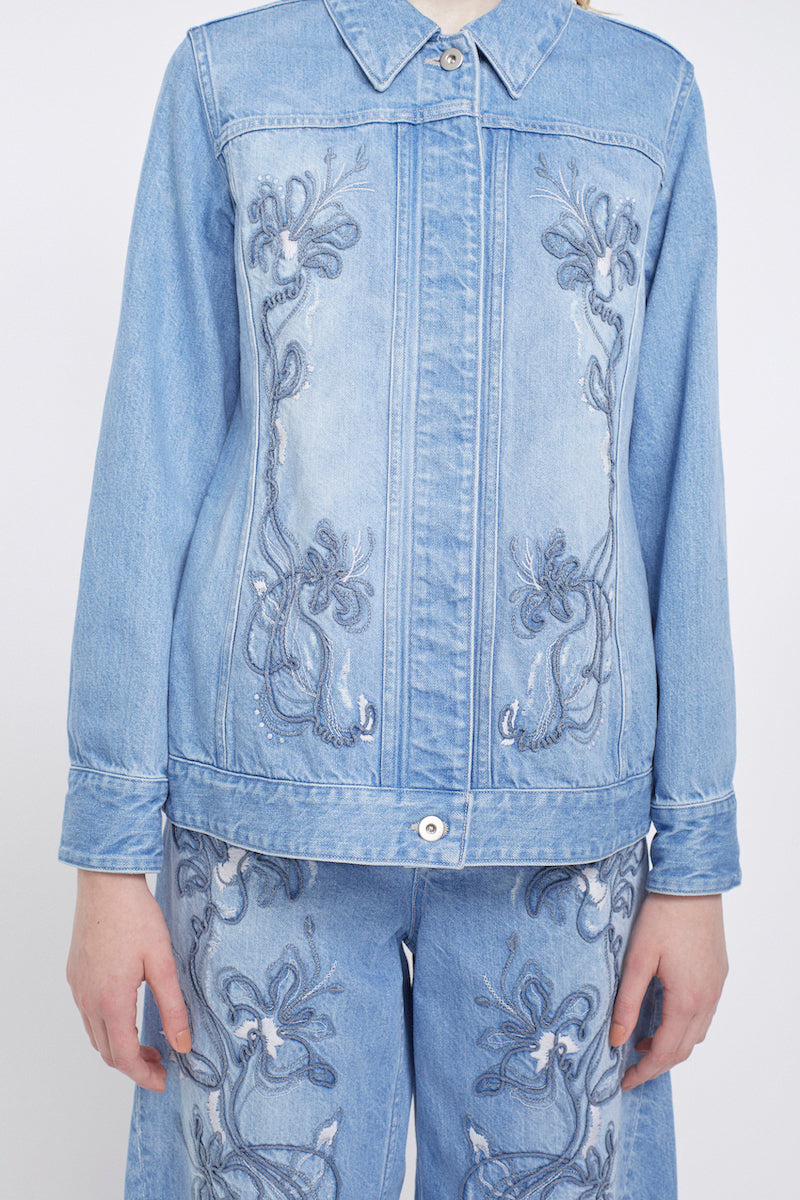 Nerine embroidered denim jacket (Blue)