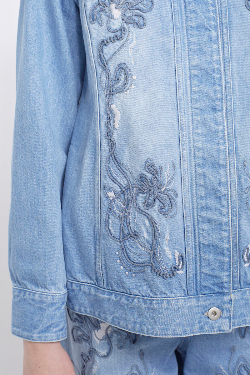 Nerine embroidered denim jacket (Blue)