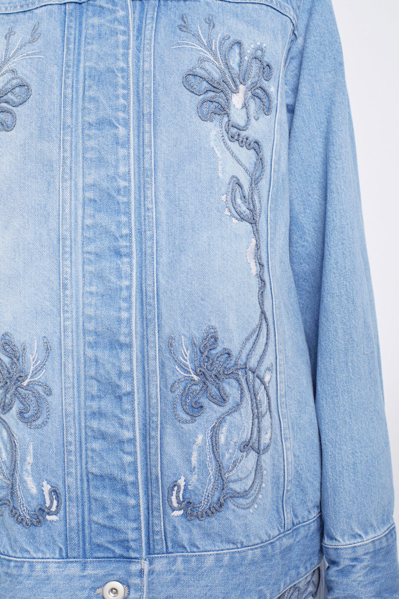Nerine embroidered denim jacket (Blue)