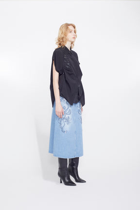 Veil embroidered shirt (Black)