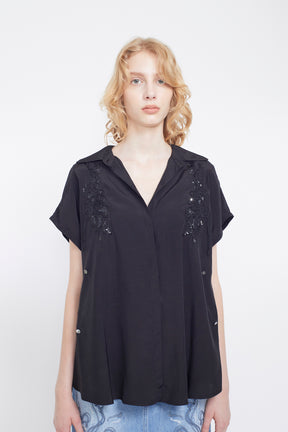 Veil embroidered shirt (Black)