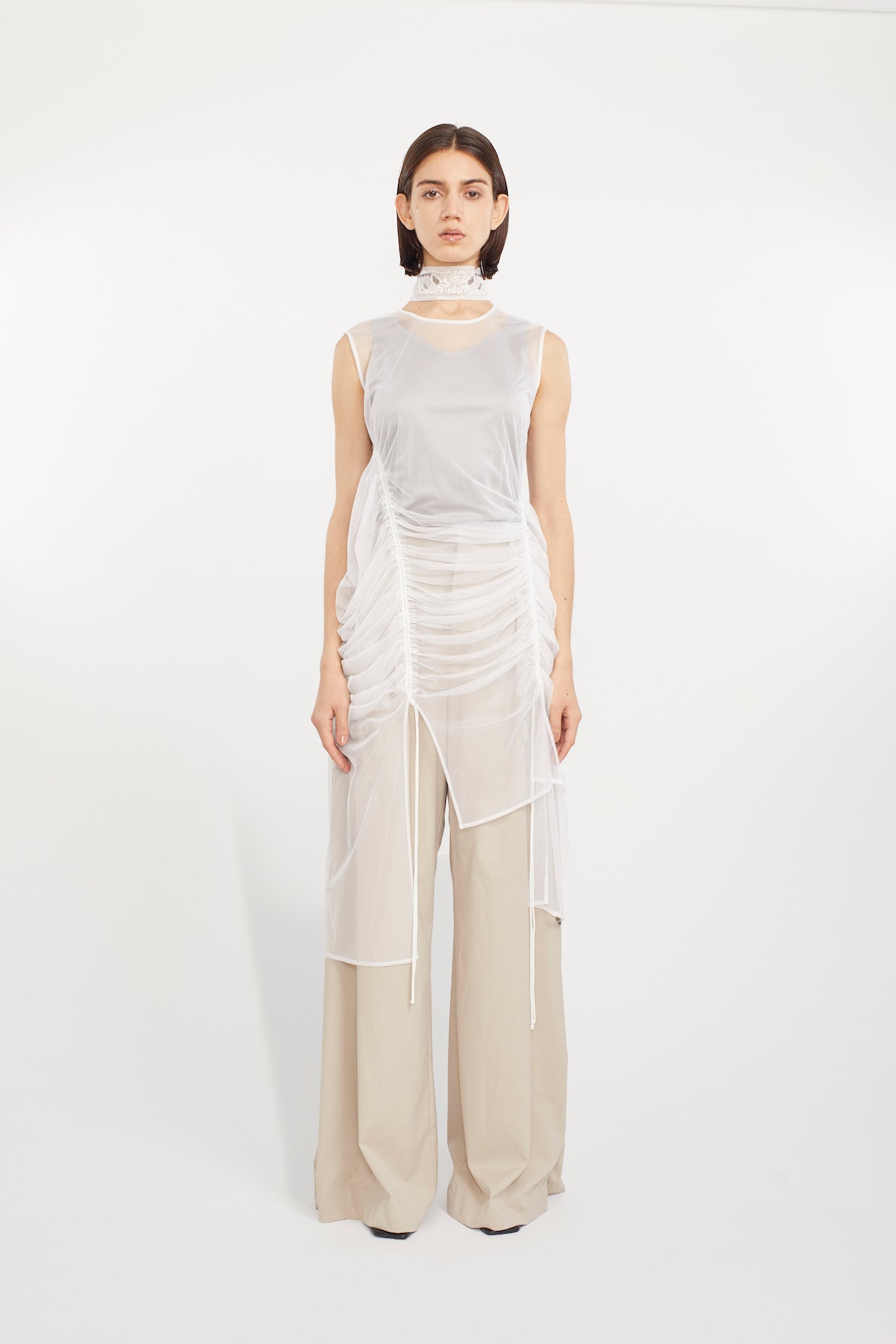 Stem tulle dress (White)