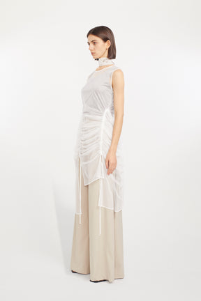 Gleaming embroidered ribbon (White)