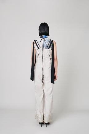 Morpho embroidery overalls (Ivory)