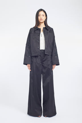 Relief embroidered chino jacket (Black)