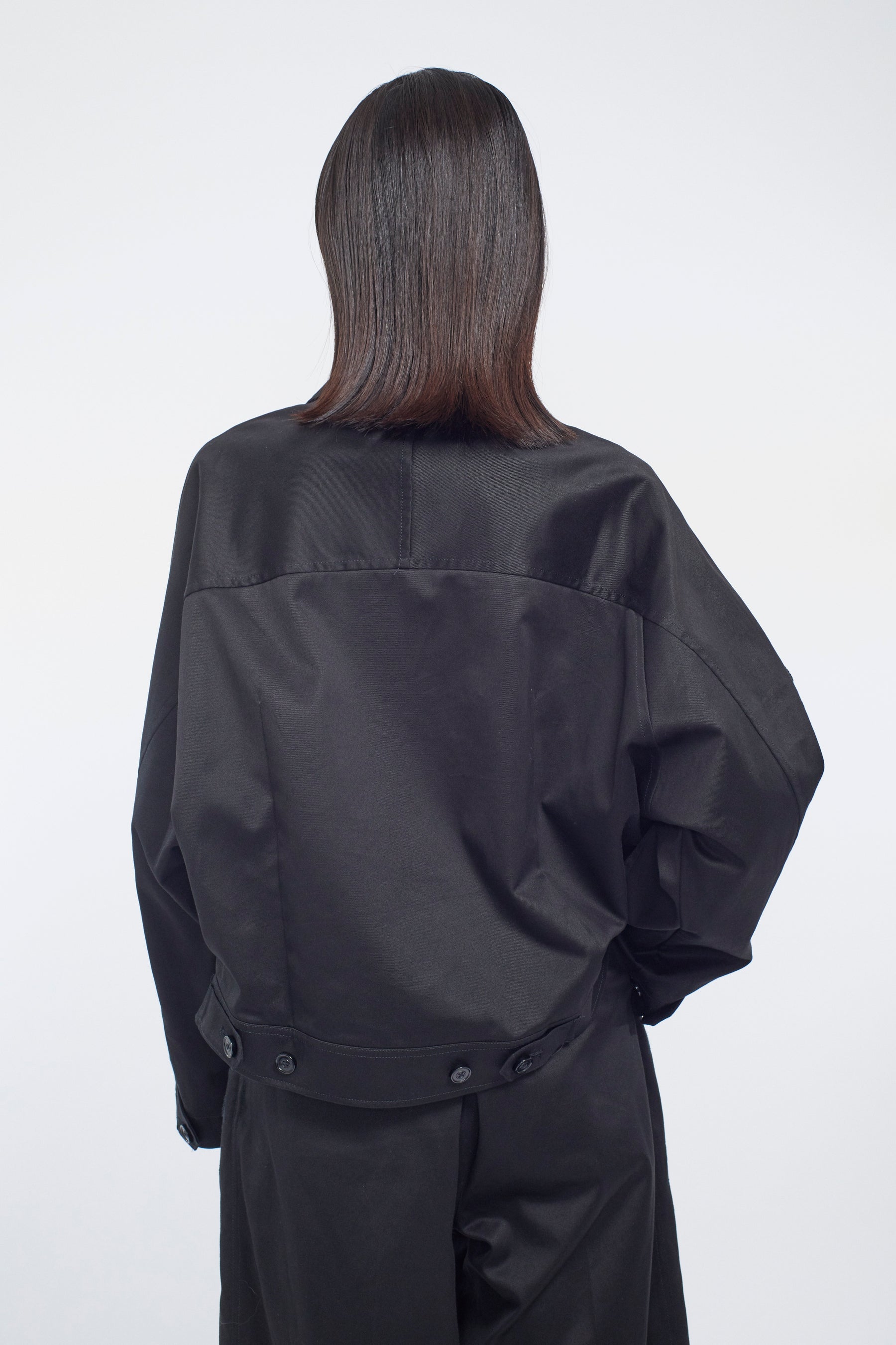 Relief embroidered chino jacket (Black)
