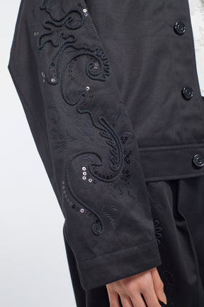 Relief embroidered chino jacket (Black)