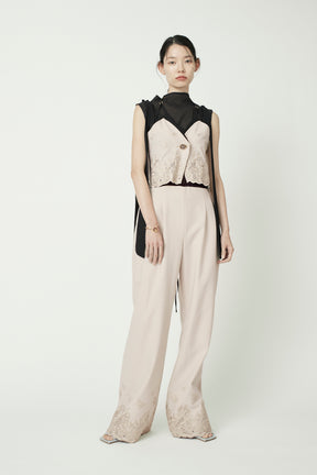 Morpho embroidery overalls (Ivory)