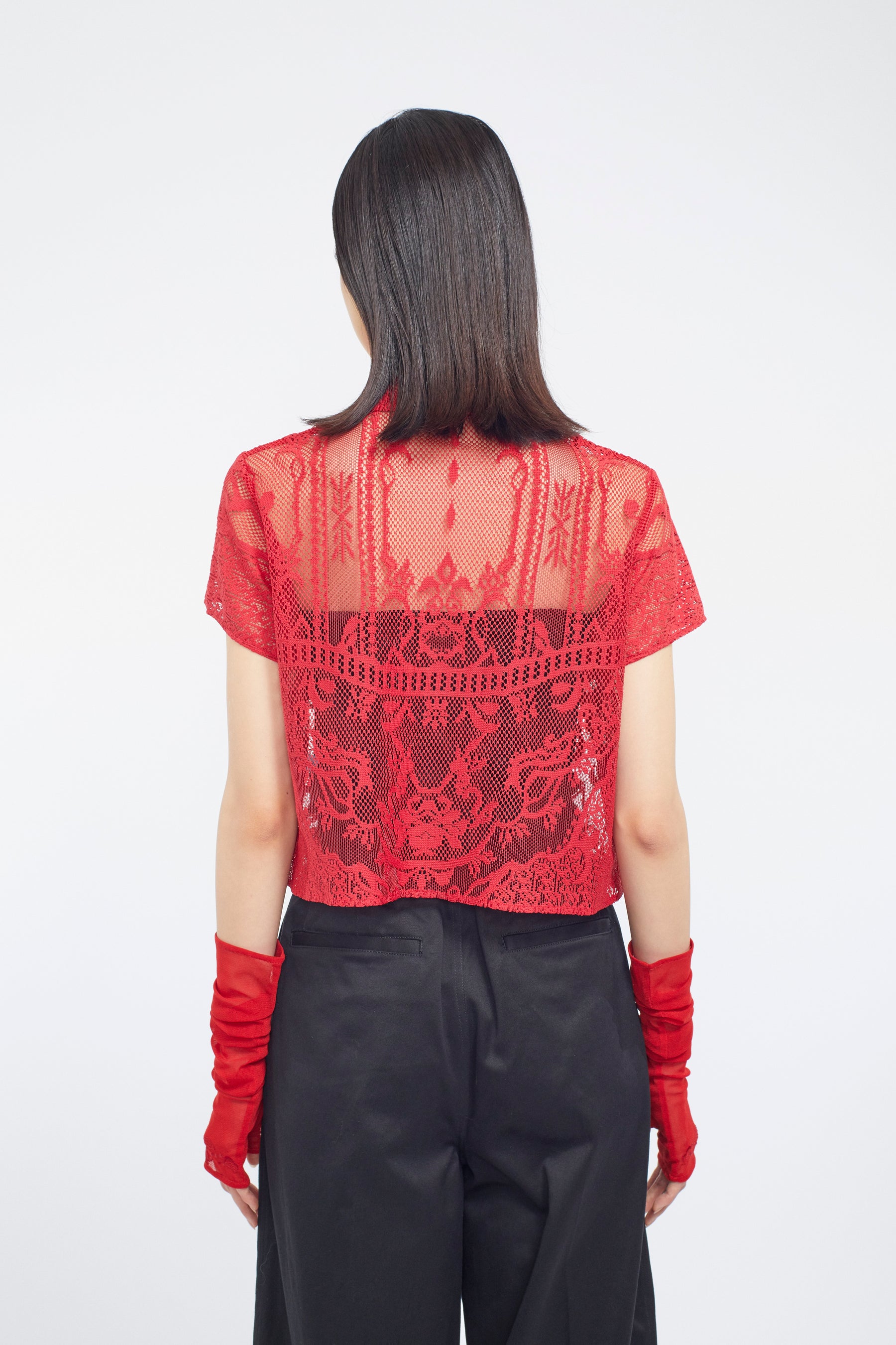 Mirror lace polo (Red)