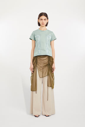 Framed embroidered jersey tops (Ash green)