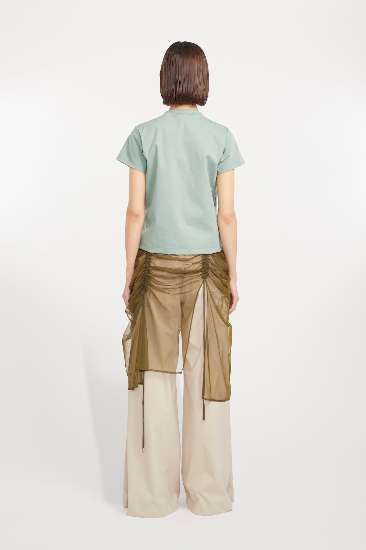 Framed embroidered jersey tops (Ash green)