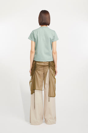 Framed embroidered jersey tops (Ash green)