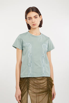 Framed embroidered jersey tops (Ash green)