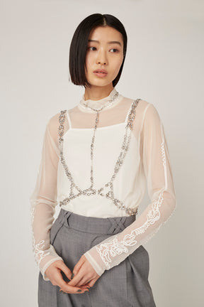 Scenery embroidery sheer top (Ivory)