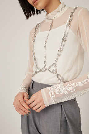 Scenery embroidery sheer top (Ivory)