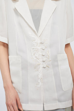 Loop embroidered mesh jacket (Ivory)