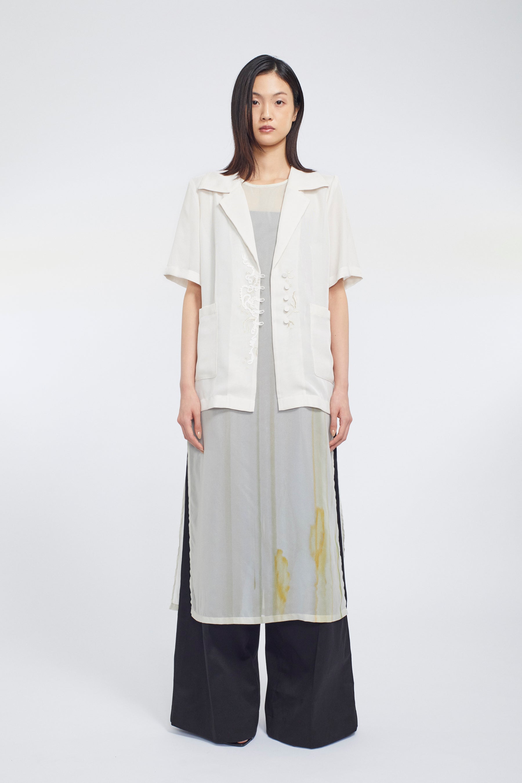 Narcissus print dress (Ecru)