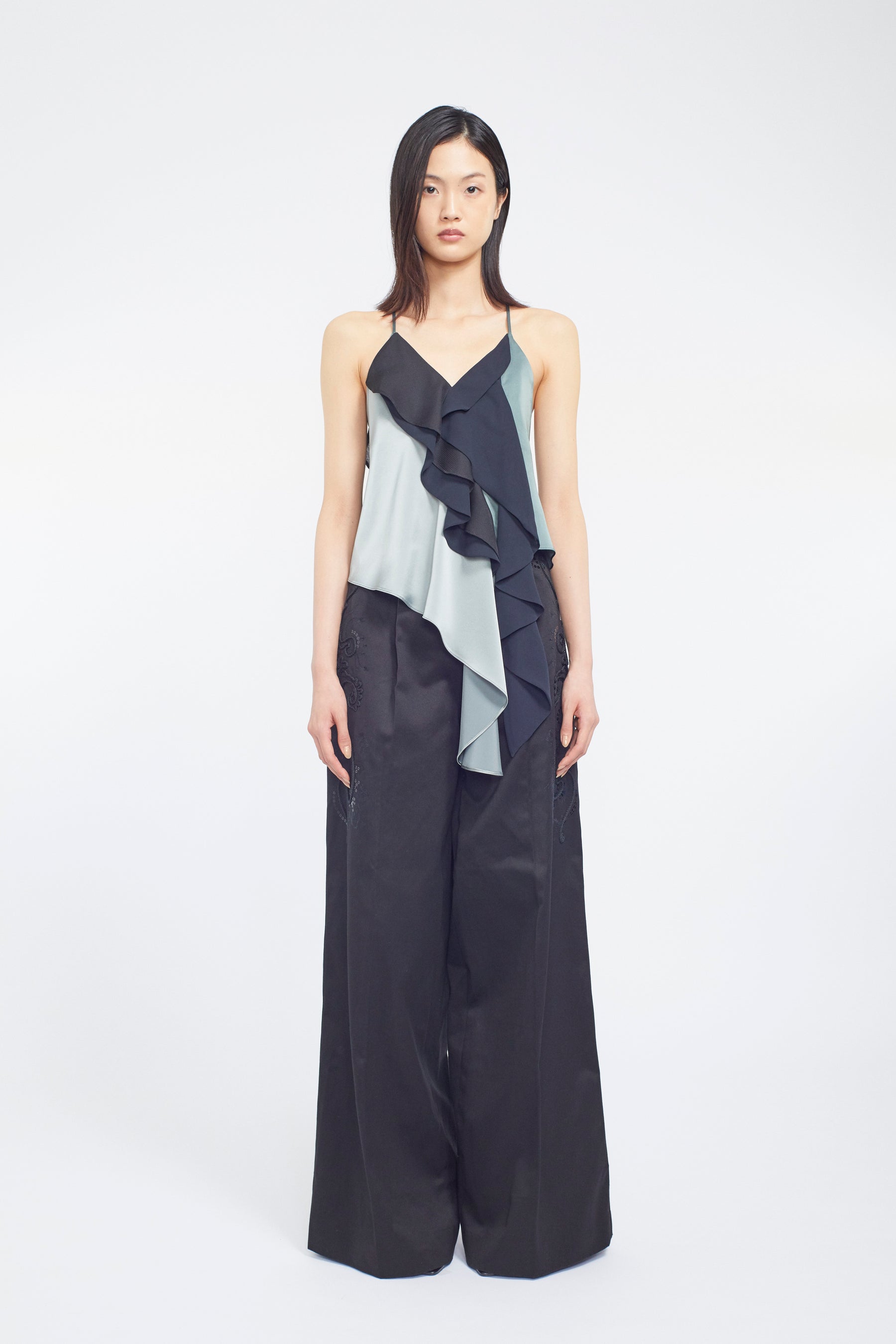 Cascade satin camisole tops (Slate green)
