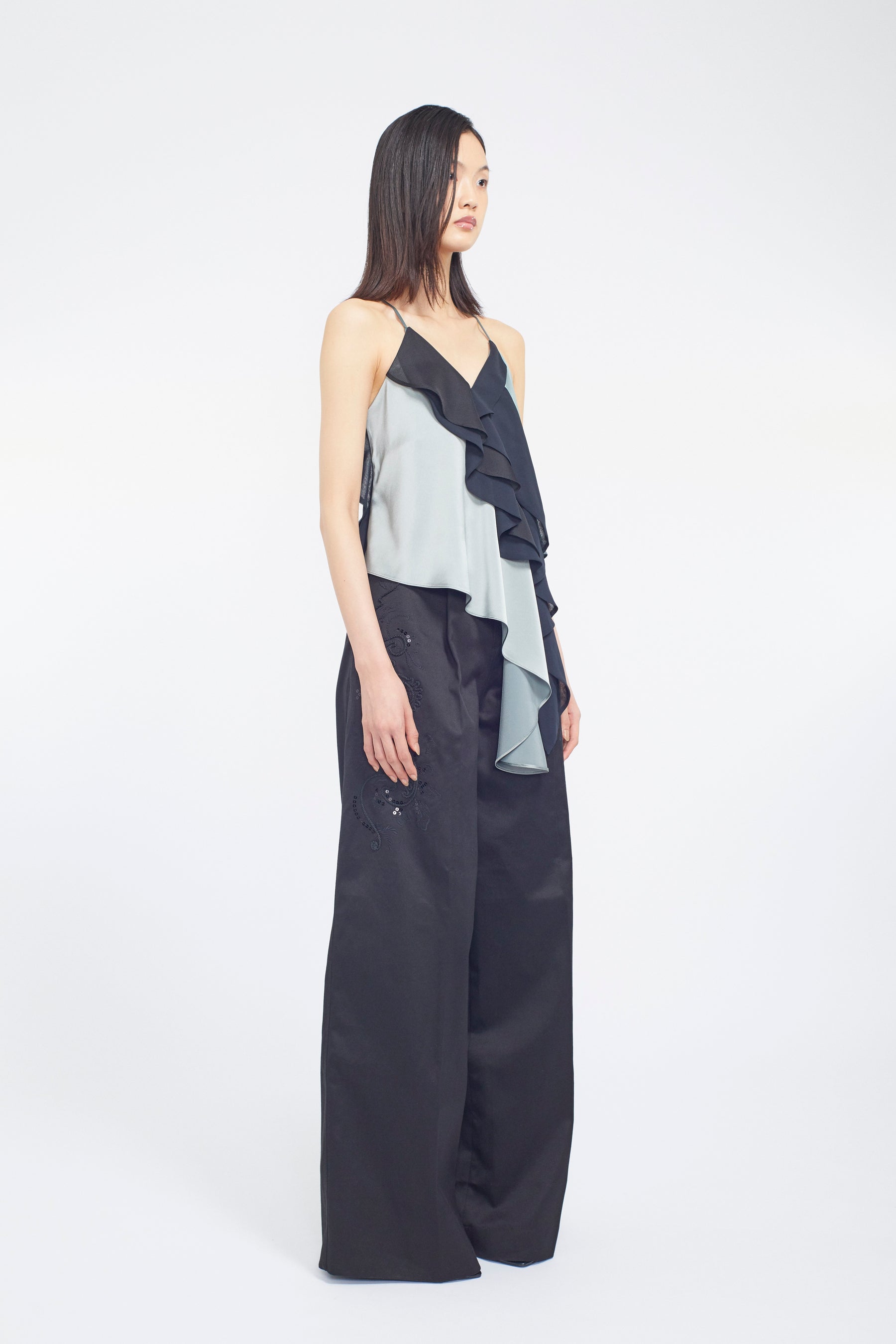 Cascade satin camisole tops (Slate green)