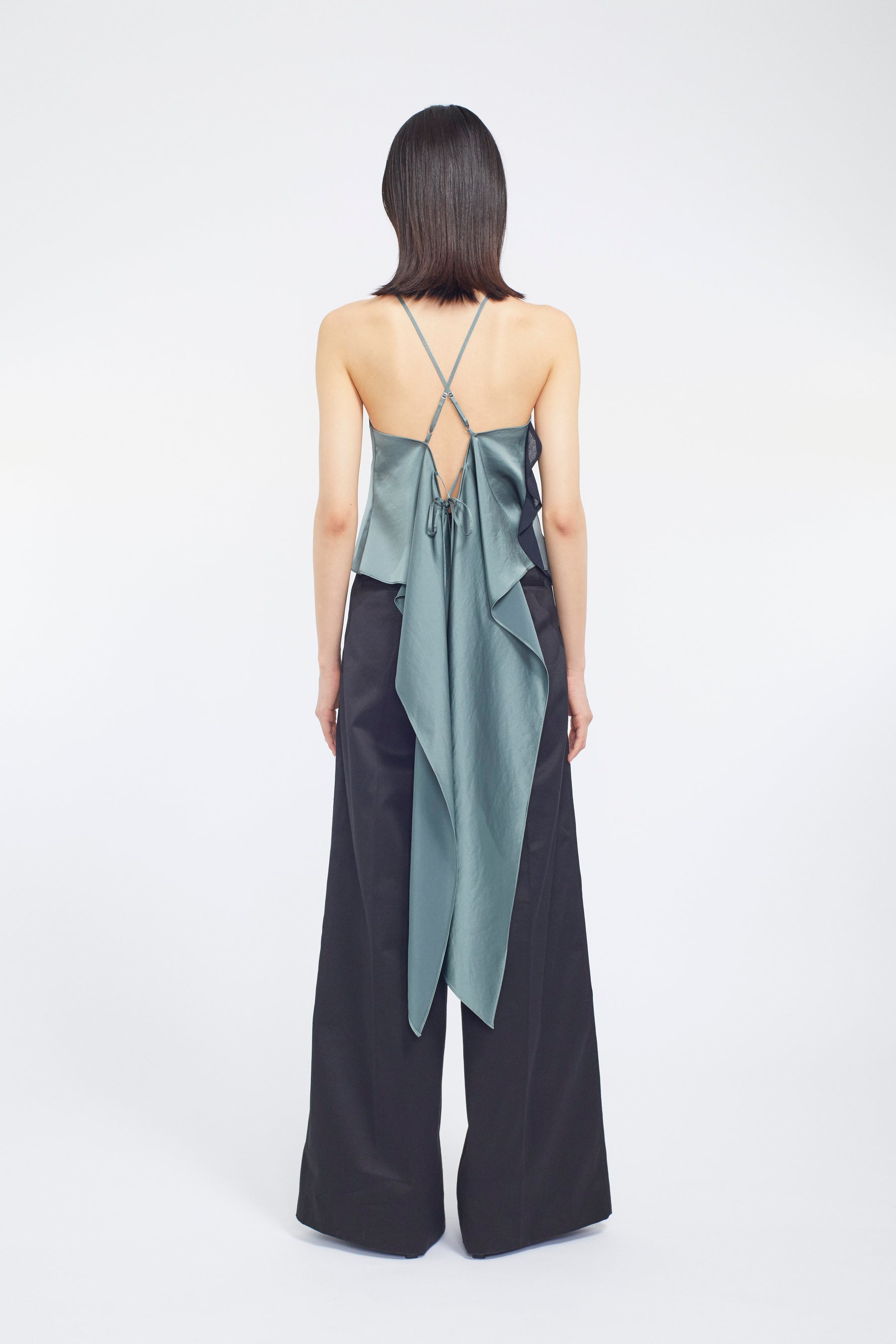 Cascade satin camisole tops (Slate green)