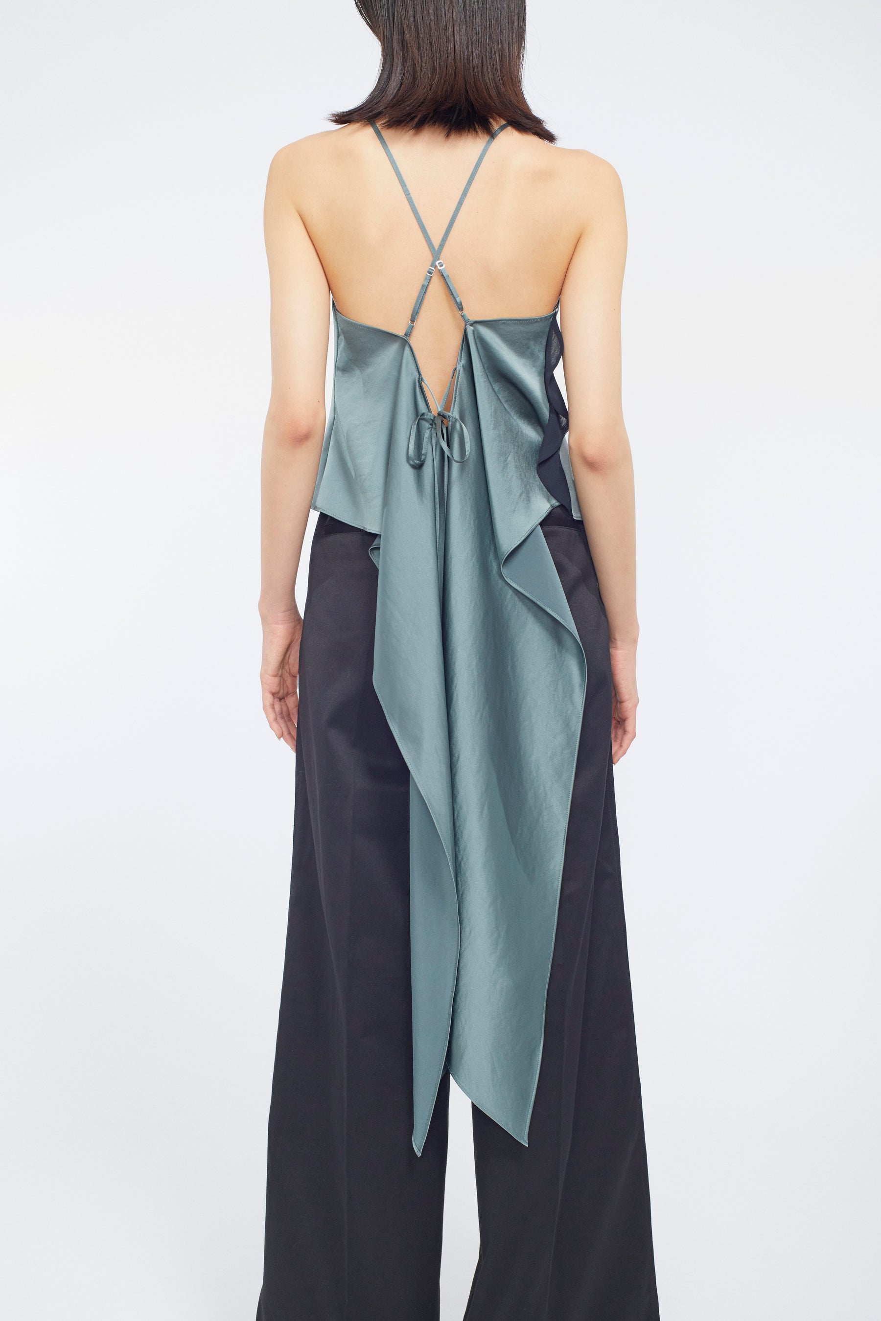 Cascade satin camisole tops (Slate green)