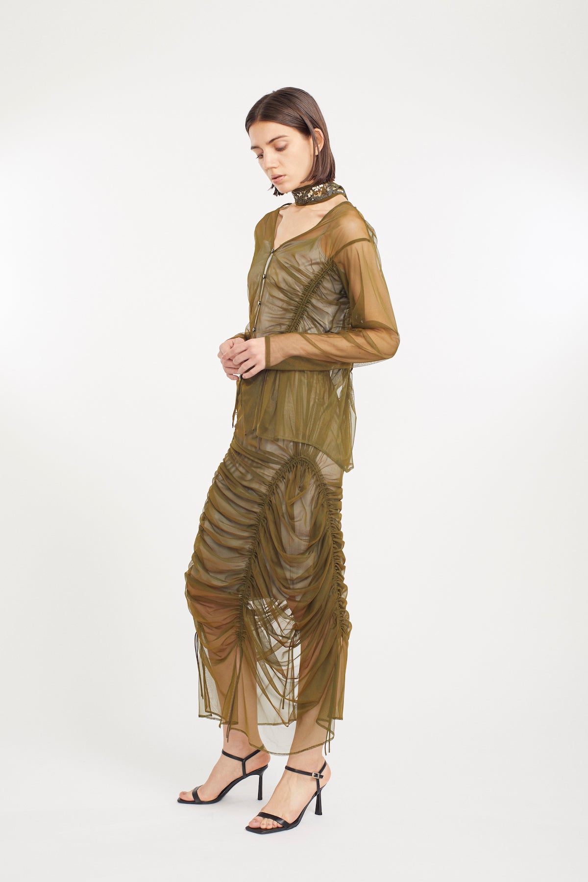 Stem tulle skirt (Olive)