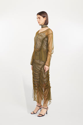 Gleaming embroidered ribbon (Olive)