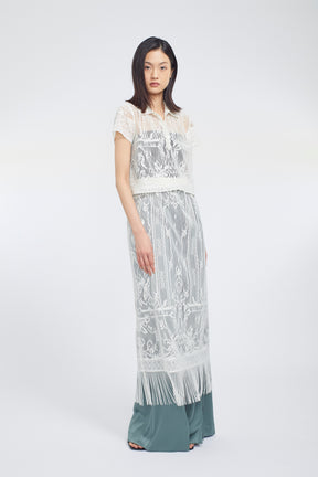 Zip slit satin slacks (Slate green)