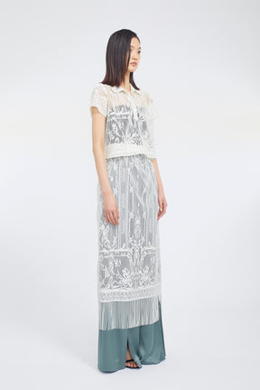 Mirror lace skirt (White)