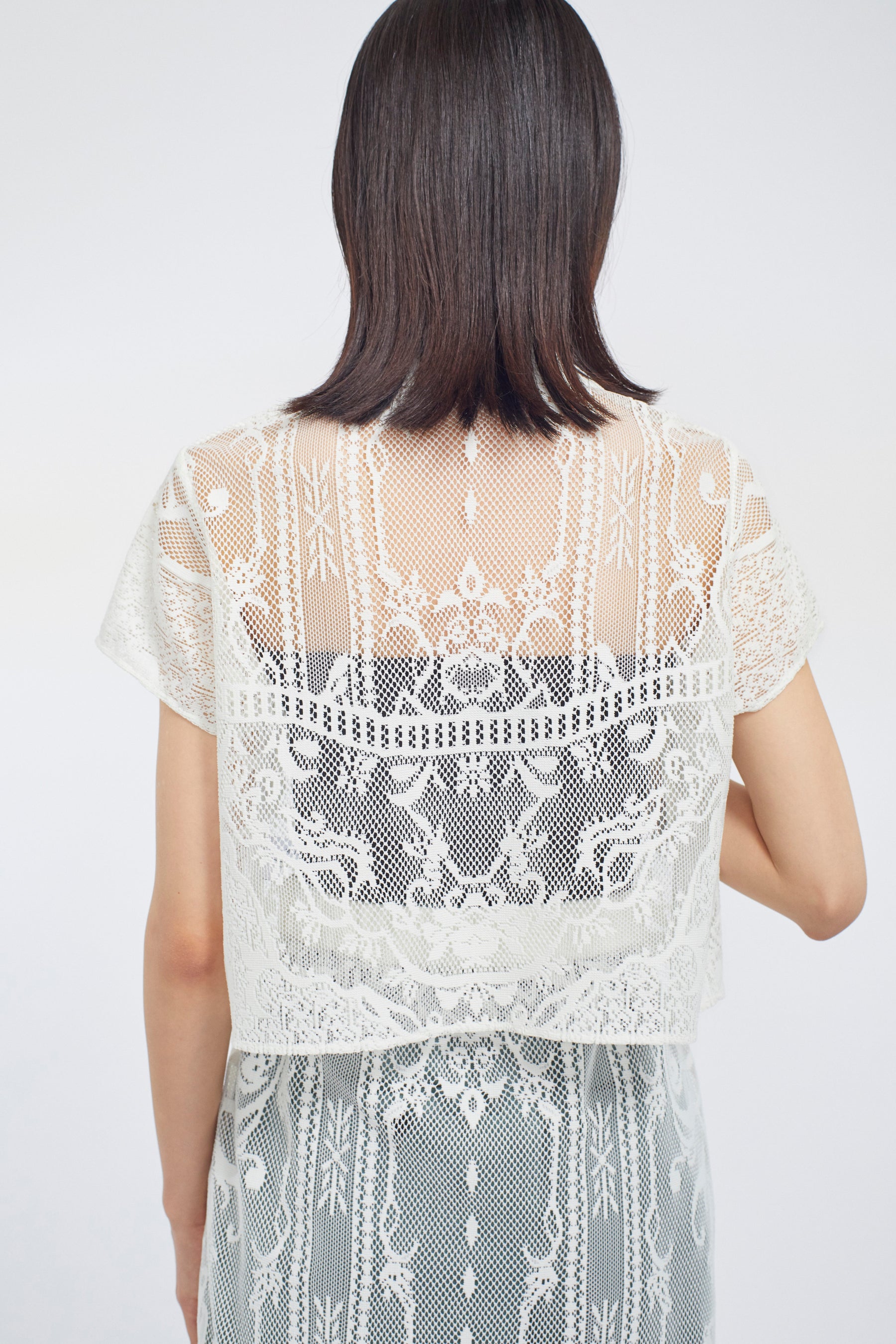 Mirror lace polo (White)
