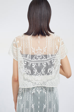 Mirror lace polo (White)