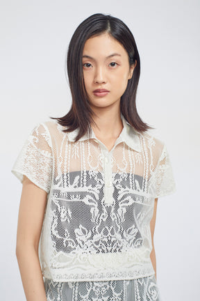 Mirror lace polo (White)